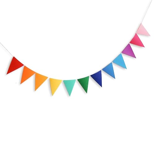 Vsosfiza Rainbow Wimpelkette. Regenbogen Wimpel. 12 Dreiecksfahnen pro Banner, Filzbanner für Geburtstags Feier Hochzeits Dekoration(2,5m) von Vsosfiza