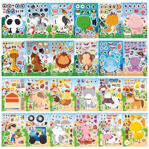 Make-a-face Aufkleberbögen, 36 Stück Tier Aufkleber Kinder, Tierisch, Dinosaurier Aufkleber Selbstklebend Sticker für Kinderparty, Gastgeschenk, Basteln Make-a-face Aufkleberbögen, 36 Stück Tier Aufkleber Kinder, Tierisch, Dinosaurier Aufkleber Selbstklebend Sticker für Kinderparty, Gastgeschenk, Basteln von Vspek