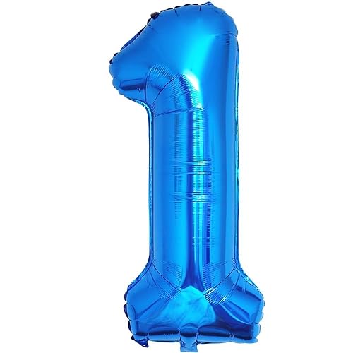 Vthoviwa 40 Zoll/18 Farbens Luftballon Zahlen 1 Blau, Luftballon 1. Geburtstag Foil Ballon, 0123456789,10-19,20-25,30,40,50,60,70,80,90, Folienballon 1 Party Dekoration Helium Unterstützen von Vthoviwa