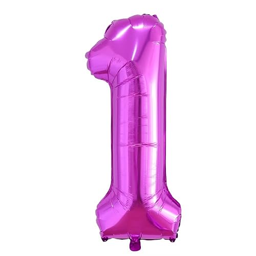 Vthoviwa 40 Zoll 17 Farbens Luftballon Zahlen 1 Rosarot, Luftballon 1. Geburtstag Foil Ballon, 0123456789,10-19,20-25,30,40,50,60,70,80,90, Folienballon 1 Party Dekoration Helium Unterstützen von Vthoviwa