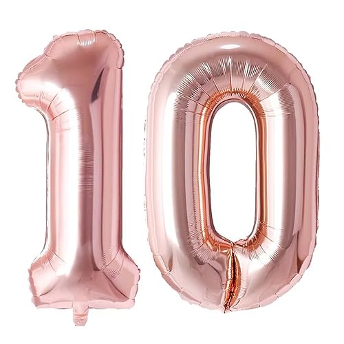 Vthoviwa Riesen Luftballon Zahlen 10 Rosegolden, luftballon 10. geburtstag 101cm Foil Balloon,Folienballon 10 Party Decoration Floats by Helium von Vthoviwa