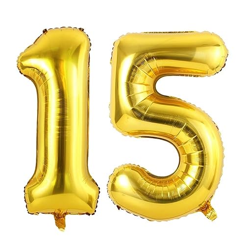 Vthoviwa Riesen Luftballon Zahlen 15/51 Golden, luftballon 0. geburtstag 101cm Foil Balloon, Folienballon 15/51 Party Decoration Floats by Helium von Vthoviwa