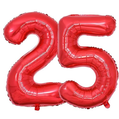 Vthoviwa 40 Zoll/18 Farbens Luftballon Zahlen 25/52 Rot, Helium Luftballon 25/52. Geburtstag Foil Ballon, 0123456789,10-19,20-25,30,40,50,60,70,80,90, Folienballon 25/52 Party Dekoration Vthoviwa 40 Zoll/18 Farbens Luftballon Zahlen 25/52 Rot, Helium Luftballon 25/52. Geburtstag Foil Ballon, 0123456789,10-19,20-25,30,40,50,60,70,80,90, Folienballon 25/52 Party Dekoration von Vthoviwa