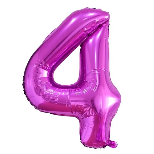 Vthoviwa 40 Zoll 17 Farbens Luftballon Zahlen 4 Rosarot, Luftballon 4. Geburtstag Foil Ballon, 0123456789,10-19,20-25,30,40,50,60,70,80,90, Folienballon 4 Party Dekoration Helium Unterstützen von Vthoviwa