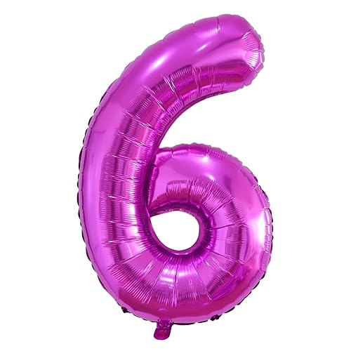 Vthoviwa Riesen Luftballon Zahlen 6 Rosarot, luftballon 6. geburtstag 101cm Foil Balloon,Folienballon 6 Party Decoration Floats by Helium von Vthoviwa