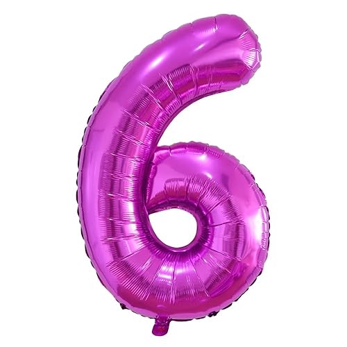 Vthoviwa 40 Zoll 17 Farbens Luftballon Zahlen 6 Rosarot, Luftballon 6. Geburtstag Foil Ballon, 0123456789,10-19,20-25,30,40,50,60,70,80,90, Folienballon 6 Party Dekoration Helium Unterstützen von Vthoviwa