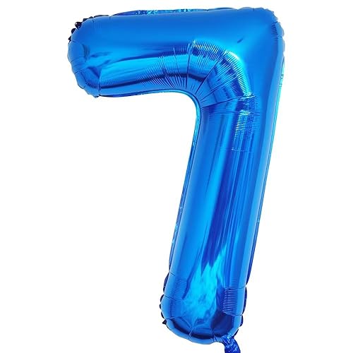 Vthoviwa 40 Zoll/18 Farbens Luftballon Zahlen 7 Blau, Luftballon 7. Geburtstag Foil Ballon, 0123456789,10-19,20-25,30,40,50,60,70,80,90, Folienballon 7 Party Dekoration Helium Unterstützen von Vthoviwa