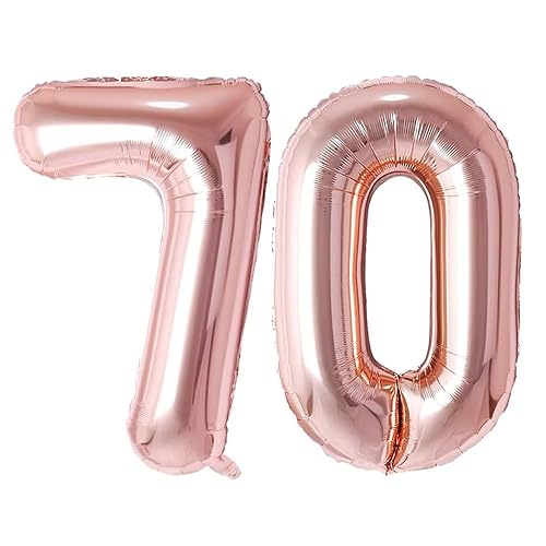 Vthoviwa 40 Zoll 17 Farbens Luftballon Zahlen 70 Rosegolden, Helium Luftballon 70. Geburtstag Foil Ballon, 0123456789,10-19,20-25,30,40,50,60,70,80,90, Folienballon 80 Party Dekoration von Vthoviwa