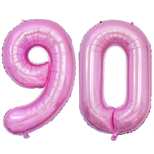 Vthoviwa Riesen Luftballon Zahlen 90 Rosa, luftballon 90. geburtstag 101cm Foil Balloon,Folienballon 90 Party Decoration Floats by Helium von Vthoviwa