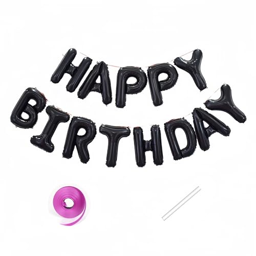 Vthoviwa Happy Birthday Banner Schwarz, Happy Birthday Girlande Schwarz Luftballons, Geburtstag Folienballon Happy Birthday Ballon Schwarz Vthoviwa Happy Birthday Banner Schwarz, Happy Birthday Girlande Schwarz Luftballons, Geburtstag Folienballon Happy Birthday Ballon Schwarz von Vthoviwa