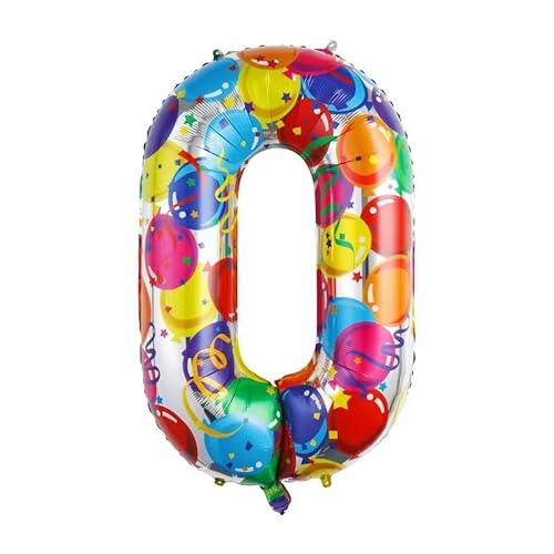 Vthoviwa 40 Zoll/18 Farbens Luftballon Zahlen 0 Farbenfrohe, Luftballon 0. Geburtstag Foil Ballon, 0123456789,10-19,20-25,30,40,50,60,70,80,90, Folienballon 0 Party Dekoration Helium Unterstützen von Vthoviwa