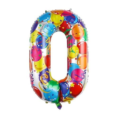 Vthoviwa 40 Zoll 17 Farbens Luftballon Zahlen 0 Farbenfrohe, Luftballon 0. Geburtstag Foil Ballon, 0123456789,10-19,20-25,30,40,50,60,70,80,90, Folienballon 0 Party Dekoration Helium Unterstützen von Vthoviwa