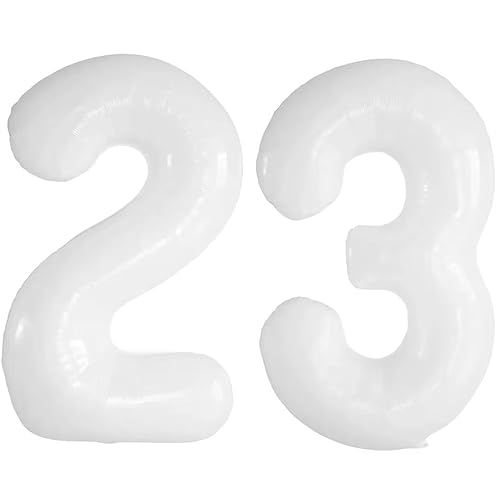 Vthoviwa 40 Zoll 17 Farbens Luftballon Zahlen 23/32 Weiß, Helium Luftballon 23/32. Geburtstag Foil Ballon, 0123456789,10-19,20-25,30,40,50,60,70,80,90, Folienballon 23/32 Party Dekoration von Vthoviwa