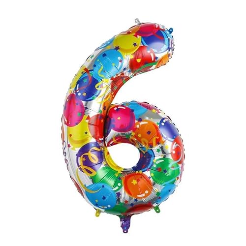 Vthoviwa 10 Farben. 101cm Luftballon Zahlen 6 Farbenfrohe, luftballon 6. geburtstag Giant Foil Balloon,Folienballon 6 Party Decoration Floats by Helium von Vthoviwa