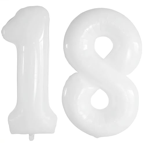 Vthoviwa 40 Zoll/18 Farbens Luftballon Zahlen 18/81 Weiß, Helium Luftballon 18/81. Geburtstag Foil Ballon, 0-90 Folienballon 18/81 Party Dekoration Vthoviwa 40 Zoll/18 Farbens Luftballon Zahlen 18/81 Weiß, Helium Luftballon 18/81. Geburtstag Foil Ballon, 0-90 Folienballon 18/81 Party Dekoration von Vthoviwa