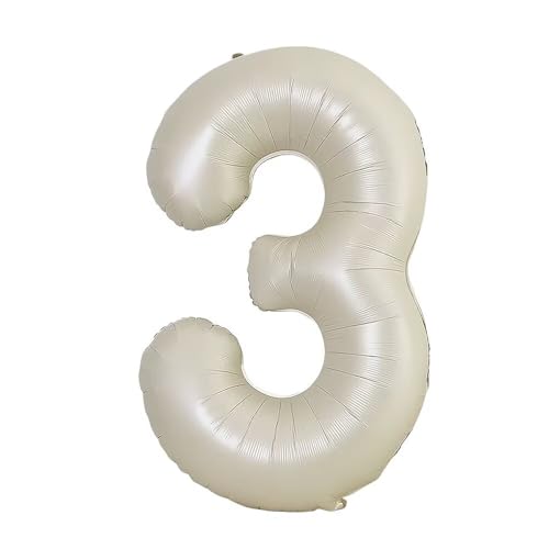 Vthoviwa 40 Zoll/18 Farbens Luftballon Zahlen 3 Milchweiß, Luftballon 3. Geburtstag Foil Ballon, 0123456789,10-19,20-25,30,40,50,60,70,80,90, Folienballon 3 Party Dekoration Helium Unterstützen von Vthoviwa