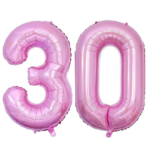 Vthoviwa 40 Zoll Luftballon Zahlen 30 Rosa, Helium Ballon 30, Helium Luftballon 30. Geburtstag Foil Ballon, 0123456789,10-19,20-25,30,40,50,60,70,80,90, Folienballon 30 Party Decoration von Vthoviwa