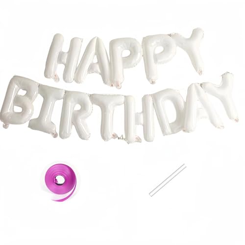 Vthoviwa Happy Birthday Banner Weiß, HAPPY BIRTHDAY Girlande Luftballons Weiß, 16 Zoll Geburtstag Folienballon Alufolie Geburtstagsballon Weiß Vthoviwa Happy Birthday Banner Weiß, HAPPY BIRTHDAY Girlande Luftballons Weiß, 16 Zoll Geburtstag Folienballon Alufolie Geburtstagsballon Weiß von Vthoviwa