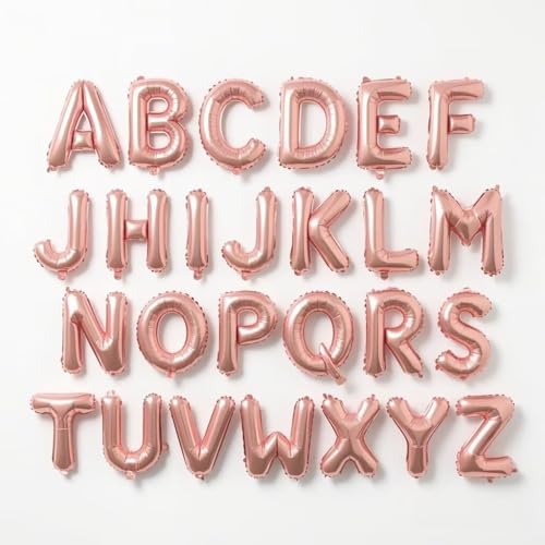 Vthoviwa Jumbo Alphabet Luftballons 16 Zoll Alufolien Buchstaben ballons A-Z (26 Stück)- Buchstaben Luftballons für Geburtstag, Hochzeit, Partydeko – Rose gold Farbige Buchstaben – Inkl. Aufblashilfe von Vthoviwa