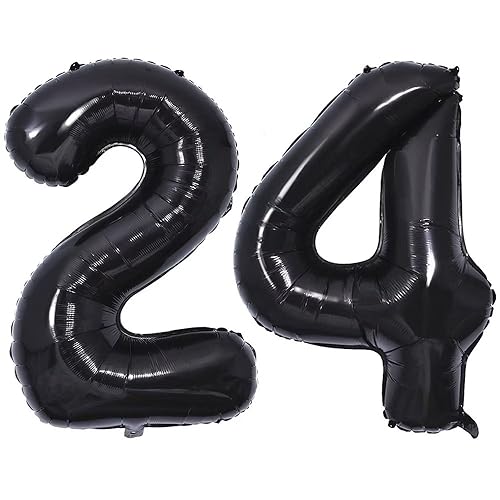 Vthoviwa 40 Zoll Luftballon Zahlen 24/42 Schwarz, Helium Ballon 24, Luftballon 24/42. Geburtstag Foil Ballon, 0123456789,10-19,20-25,30,40,50,60,70,80,90, Folienballon 24/42 Party Decoration von Vthoviwa