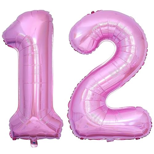 Vthoviwa 40 Zoll 17 Farbens Luftballon Zahlen 12/21 Rosa, Helium Luftballon 12/21. Geburtstag Foil Ballon, 0123456789,10-19,20-25,30,40,50,60,70,80,90, Folienballon 12/21 Party Dekoration von Vthoviwa