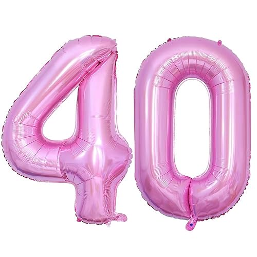 Vthoviwa Riesen Luftballon Zahlen 40 Rosa, luftballon 40. geburtstag 101cm Foil Balloon,Folienballon 40 Party Decoration Floats by Helium von Vthoviwa