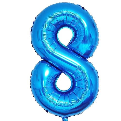 Vthoviwa Riesen luftballon 8. geburtstag Giant Foil Ballon Nummer, 101cm Party Luftballon Zahlen 8 blau von Vthoviwa