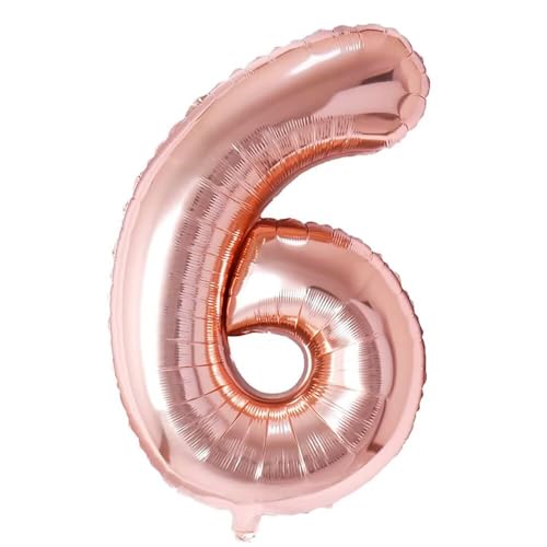 Vthoviwa Zahlen-Ballon, 86 cm, Geburtstag, 6, Roségold, Zahlenballon 6 Jahre, Deko Geburtstag, Ballon 6, Party, Deko, 86 cm von Vthoviwa