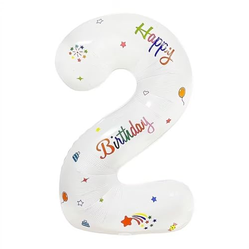 Vthoviwa 32 Zoll Luftballon Zahlen 2 Weiß, Luftballon 2. Geburtstag Foil Ballon, 0123456789,10-19,20-25,30,40,50,60,70,80,90, Folienballon 2 Party Dekoration Vthoviwa 32 Zoll Luftballon Zahlen 2 Weiß, Luftballon 2. Geburtstag Foil Ballon, 0123456789,10-19,20-25,30,40,50,60,70,80,90, Folienballon 2 Party Dekoration von Vthoviwa