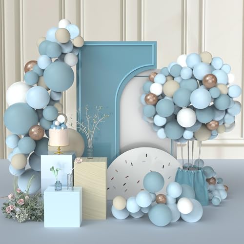 Ballon Girlande Grün, Salbeigrün Weiß Luftballon Girlande, Eukalyptus Avocado Grüne Gold Champagner Party Ballons, Ballons Girlande Grün für Hochzeit, Baby Shower, Babyparty, Brautparty (Blaues Gold) von Vuemhjaey