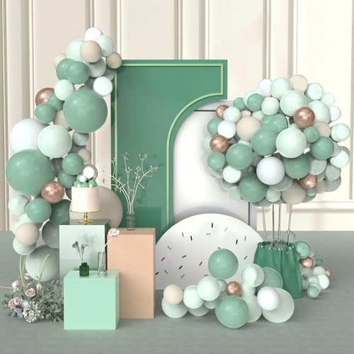 Luftballons Geburtstag Grün Gold, 103 Stück Luftballon Girlande Grün mit Green Champagner Gold Beige und Weiß Ballons für Baby Shower Babyparty Geburtstag Party Hochzeit Deko (Grünes Gold) von Vuemhjaey