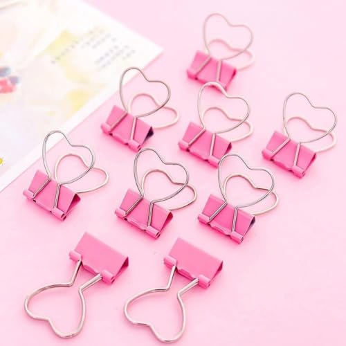 10 Stück herzförmige Binder-Clips, rosa Binder-Clips, Metall-Binder-Clips, niedliche Büroklammern, Büroklammern für Papierarbeiten, Zuhause, Büro und Schulbedarf 10 Stück herzförmige Binder-Clips, rosa Binder-Clips, Metall-Binder-Clips, niedliche Büroklammern, Büroklammern für Papierarbeiten, Zuhause, Büro und Schulbedarf von Vugyue