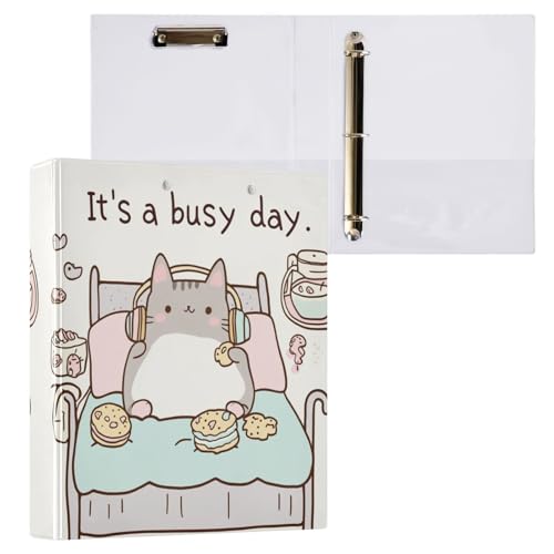 Vuiyean Funny Cute Cat Chill Lazy Kitty Binder 3,8 cm Ordner mit Klemmbrett und Taschen, Hardcover-Ordner, 3 Ringe, robuste große Aktenmappe für Büro, Schulbedarf, hält 200 Blatt, 2 Stück Vuiyean Funny Cute Cat Chill Lazy Kitty Binder 3,8 cm Ordner mit Klemmbrett und Taschen, Hardcover-Ordner, 3 Ringe, robuste große Aktenmappe für Büro, Schulbedarf, hält 200 Blatt, 2 Stück von Vuiyean