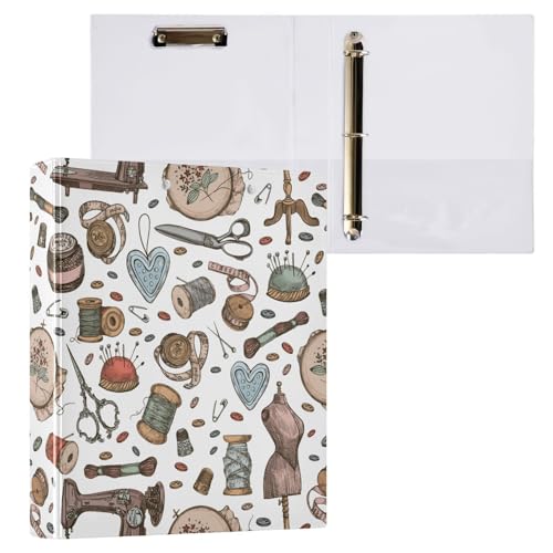 Vuiyean Handzeichner, Retro-Nähbedarf, 3,8 cm, Ordner mit Klemmbrett und Taschen, Hardcover-Ordner, 3 Ringe, strapazierfähig, großer Aktenordner für Büro, Schulbedarf, hält 200 Blatt von Vuiyean
