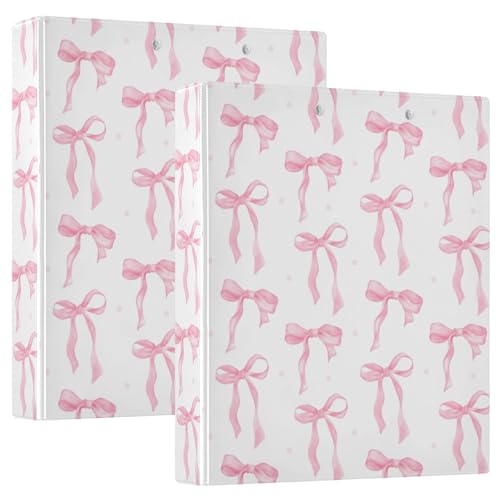 Vuiyean Niedlicher rosa Schleifen-Ordner mit 3 Ringen, 3,8 cm (1,5 Zoll) mit Klemmbrett und Taschen, adrette kokettefarbene Schleife, Hardcover-Ordner, strapazierfähig, große Aktenmappe für Büro von Vuiyean