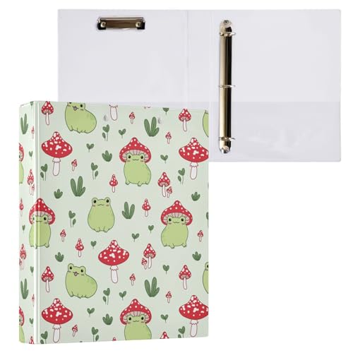 Vuiyean Ordner mit niedlichem Pilzfrosch, Kawaii-Frosch, 3,8 cm, mit Klemmbrett und Taschen, Hardcover-Ordner, 3 Ringe, strapazierfähig, großer Aktenordner für Büro, Schulbedarf, für 200 Blatt Vuiyean Ordner mit niedlichem Pilzfrosch, Kawaii-Frosch, 3,8 cm, mit Klemmbrett und Taschen, Hardcover-Ordner, 3 Ringe, strapazierfähig, großer Aktenordner für Büro, Schulbedarf, für 200 Blatt von Vuiyean