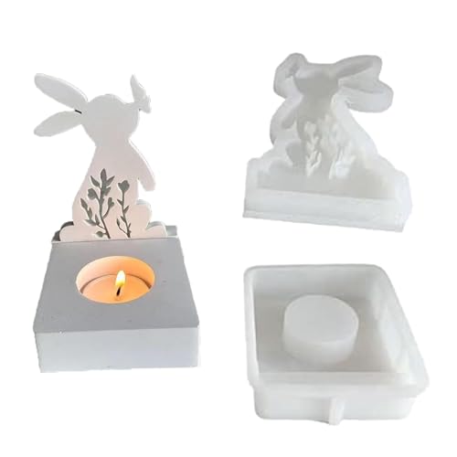 Vulaop Silikonform Kerzenhalter Ostern, Hase Silikon Gießform, Kerzenhalter Form (weiß) von Vulaop