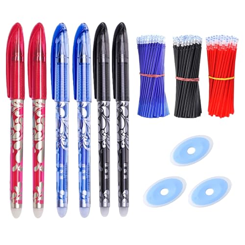 66 Stück Nachfüllstifte, radierbare Kugelschreiberpatrone, 0,5 mm, kompatibel mit Ballstiften, ideal für Schule und Büro, Komplettset mit Stiften in Schwarz, Blau, Rot und Radiergummi – glattes 66 Stück Nachfüllstifte, radierbare Kugelschreiberpatrone, 0,5 mm, kompatibel mit Ballstiften, ideal für Schule und Büro, Komplettset mit Stiften in Schwarz, Blau, Rot und Radiergummi – glattes von Vulcyxa