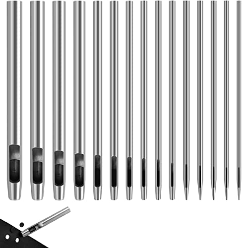 15 Stück Hohl Punch Set,Locheisen,Locheisensatz,Stanzwerkzeug Set,ür Leder，Uhrenarmband, Dichtung Gürtel, Schuh, Stoff, Leinwand Kleidung, Öse Runde 0.5-6mm von Vulevirtue