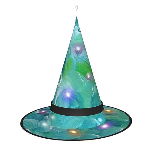Vuoongt Blaue Ölfarbe, Texturdruck, Halloween-Hut, vielseitig, leicht, Kostümzubehör, faltbar, spitz, Hutwithlight von Vuoongt