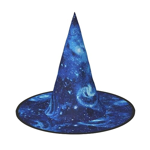 Vuoongt Blauer Universum Weltraum Galaxie Druck Halloween Hut Vielseitig Leicht Kostüm Zubehör Faltbarer Spitzhut von Vuoongt