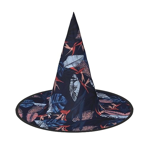 Vuoongt Blauer und orangefarbener Vogel-Druck, Halloween-Hut, vielseitig, leicht, Kostümzubehör, faltbarer Spitzhut von Vuoongt