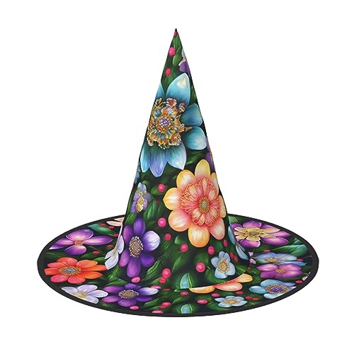 Vuoongt Blumen-Diamant-Gemälde, Druck, Halloween-Hut, vielseitig, leicht, Kostümzubehör, faltbarer Spitzhut Vuoongt Blumen-Diamant-Gemälde, Druck, Halloween-Hut, vielseitig, leicht, Kostümzubehör, faltbarer Spitzhut von Vuoongt