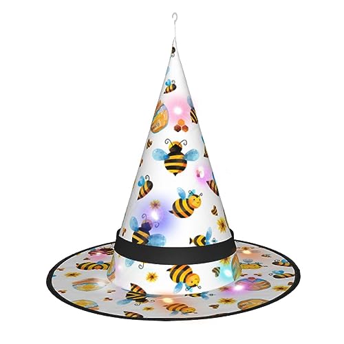 Vuoongt Cartoon-Bienenmuster-Druck, Halloween-Hut, vielseitig, leicht, Kostümzubehör, faltbar, spitz, Hutwithlight Vuoongt Cartoon-Bienenmuster-Druck, Halloween-Hut, vielseitig, leicht, Kostümzubehör, faltbar, spitz, Hutwithlight von Vuoongt