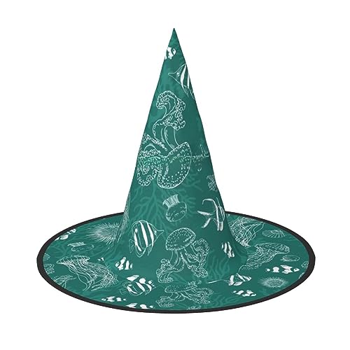 Vuoongt Delfine Blumen Meer Seestern Korallen Muscheln Druck Halloween Hut Vielseitig Leicht Kostüm Zubehör Faltbarer Spitzhut Vuoongt Delfine Blumen Meer Seestern Korallen Muscheln Druck Halloween Hut Vielseitig Leicht Kostüm Zubehör Faltbarer Spitzhut von Vuoongt
