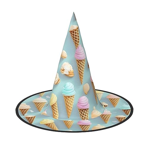 Vuoongt Eiscreme- und Waffelmuster-Druck, Halloween-Hut, vielseitig, leicht, Kostümzubehör, faltbarer Spitzhut Vuoongt Eiscreme- und Waffelmuster-Druck, Halloween-Hut, vielseitig, leicht, Kostümzubehör, faltbarer Spitzhut von Vuoongt