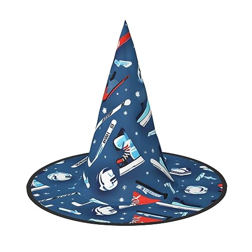 Vuoongt Eishockey-Druck, Halloween-Hut, vielseitig, leicht, Kostümzubehör, faltbar, spitzer Hut Vuoongt Eishockey-Druck, Halloween-Hut, vielseitig, leicht, Kostümzubehör, faltbar, spitzer Hut von Vuoongt
