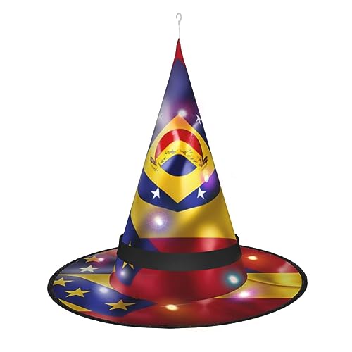 Vuoongt Flagge von Venezuela, bedruckt, Halloween-Hut, vielseitig, leicht, Kostümzubehör, faltbar, spitz, Hutwithlight von Vuoongt