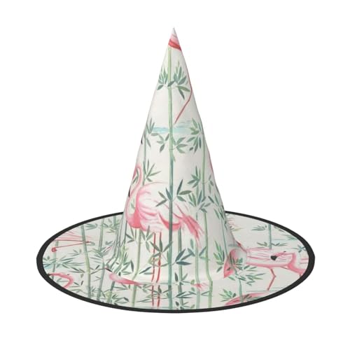 Vuoongt Floraler Flamingo-Botanik-Druck, Halloween-Hut, vielseitig, leicht, Kostümzubehör, faltbar, spitzer Hut von Vuoongt