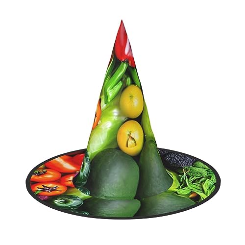 Vuoongt Frisches Gemüse Obst Druck Halloween Hut Vielseitig Leicht Kostüm Zubehör Faltbarer Spitzhut von Vuoongt